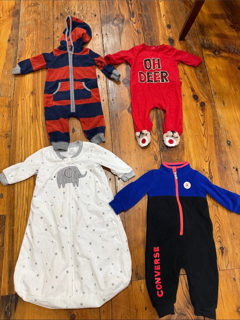 Carter’s, Converse Fleece one pieces size 6 to 9 months bundle